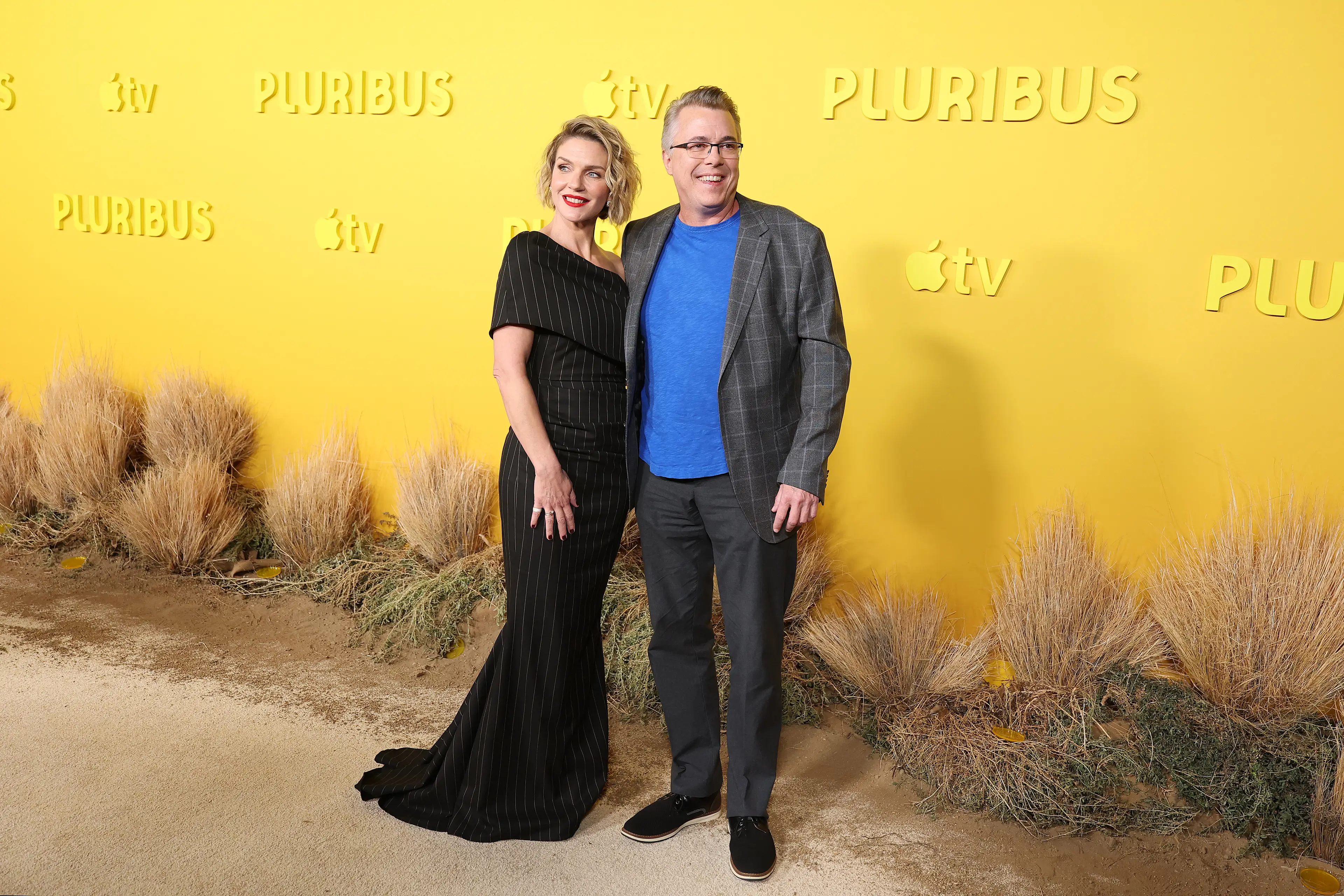 Breaking Bad creator Vince Gilligan and Pluribus star Rhea Seehorn (Amy Sussman via Getty Images)