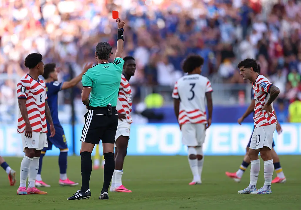 A disciplinary committee has not overturned Folarin Balogun's red card, but they have suspended it for a year (Maja Hitij - FIFA/FIFA via Getty Images)