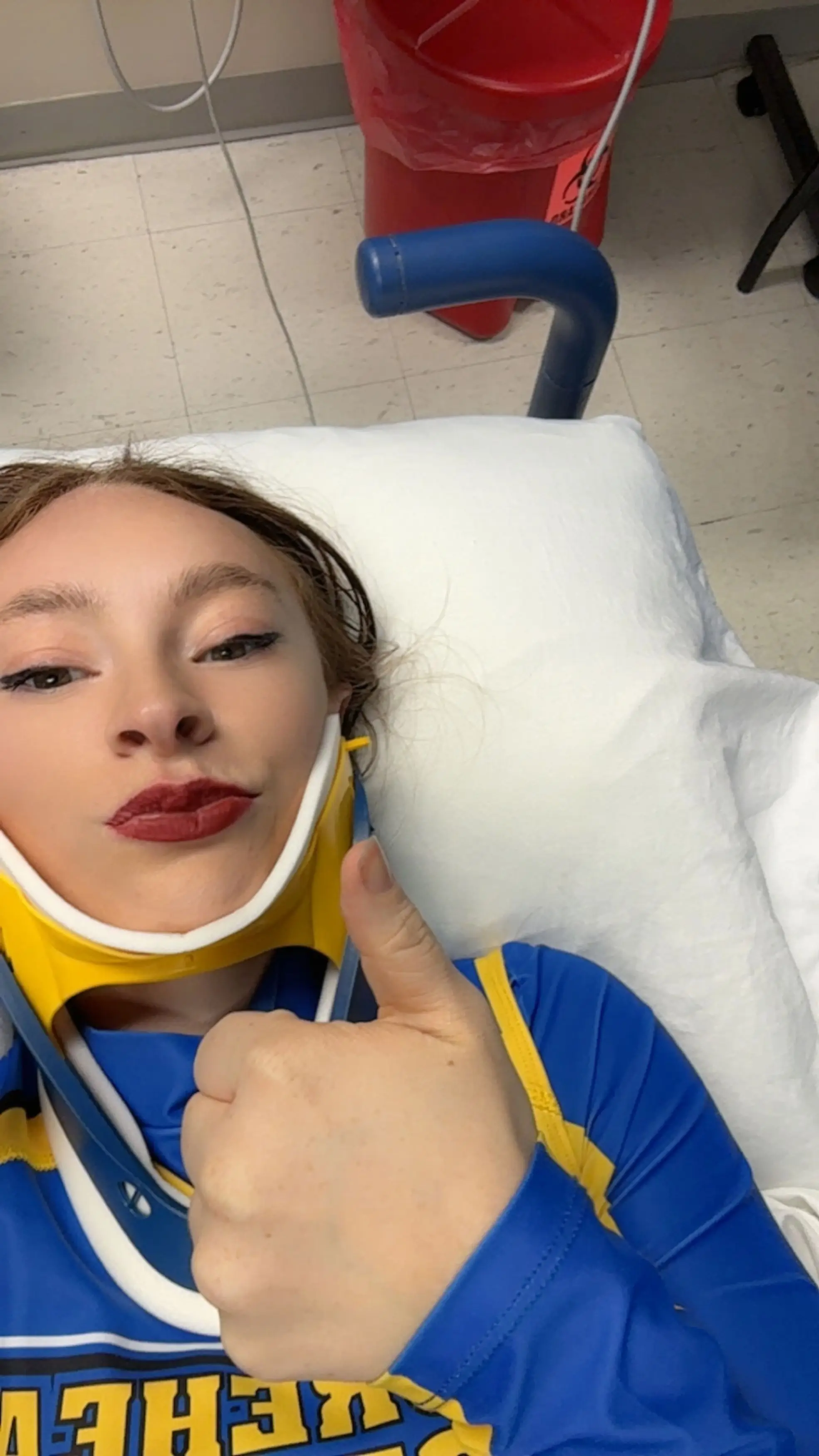 Martens was rushed to hospital in a neck brace (Kennedy)
