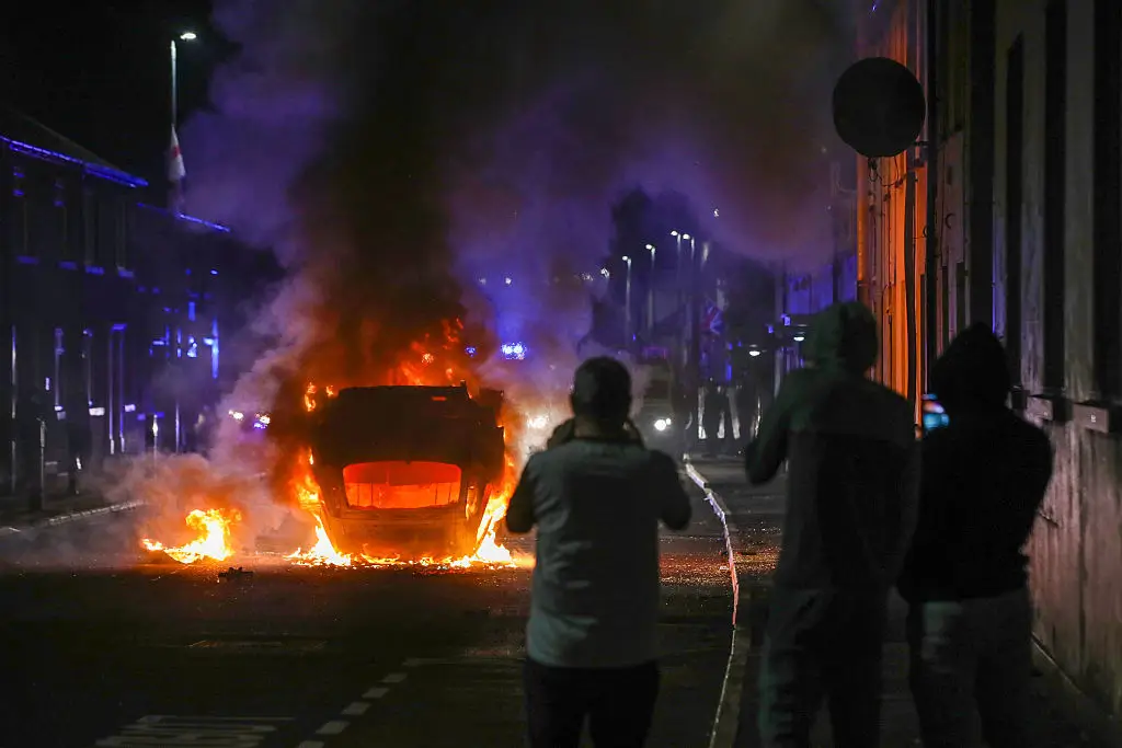The unrest has since been condemned as 'racist thuggery' (PAUL FAITH/AFP via Getty Images)