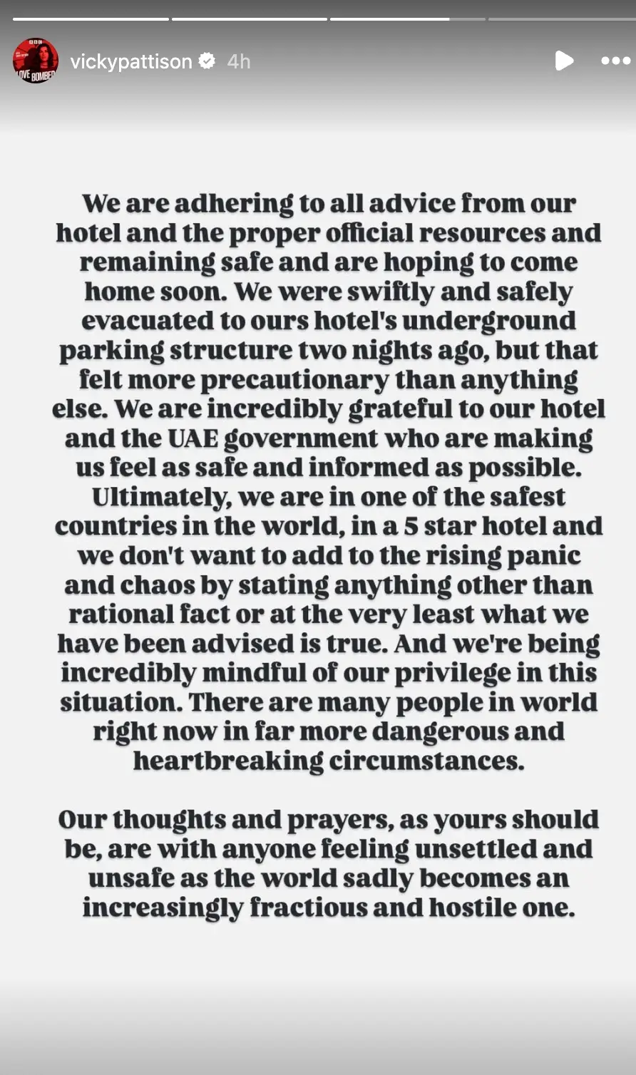 Vicky issued the update on Instagram (Vicky Pattison / Instagram)