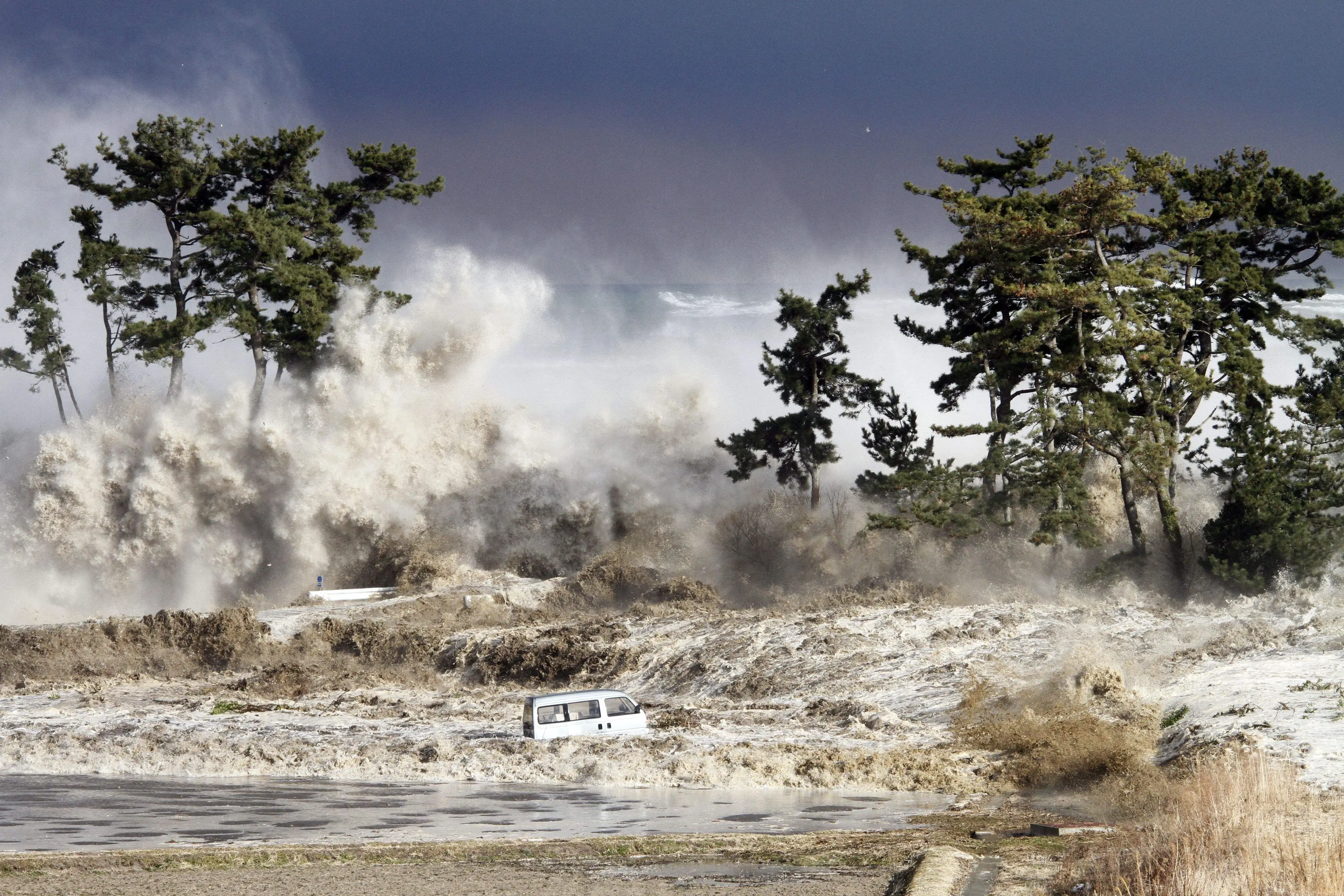 Shocking images captured the chaos which erupted in the water following the 2011 earthquake which triggered a tsunami in Japan (JIJI PRESS/AFP via Getty Images)
