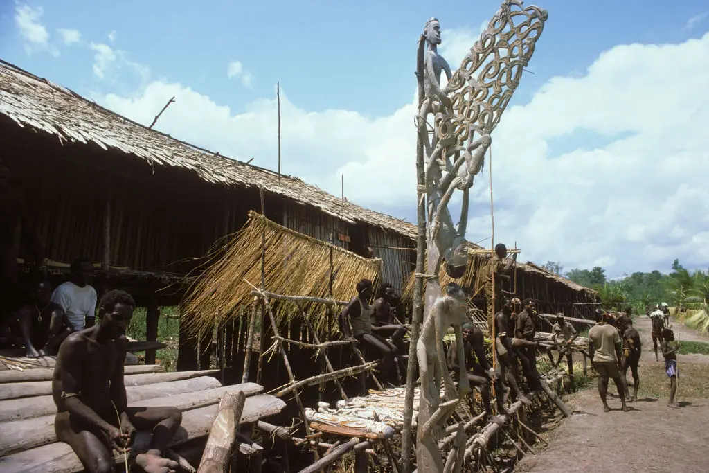 An example of a Bisj pole, a ritual artefact created by the Asmat people which Rockefeller had been interested in ( Francois Gohier / VWPics/Universal Images Group via Getty Images)