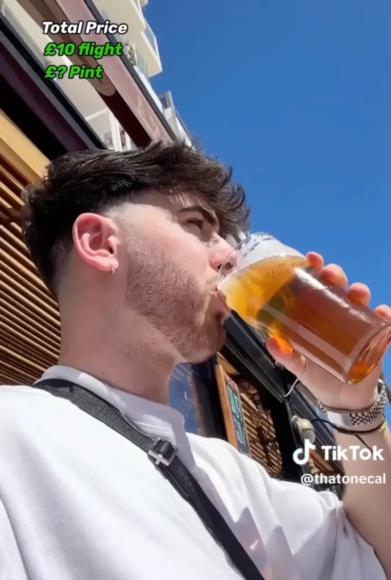 Somehow the price of the flight and the pint was cheaper than the crate of lager in the UK.