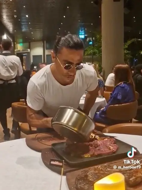 His restaurant chain Nusr-Et has over 20 locations in Turkey, Greece, the US, the UK, the UAE, Qatar and Saudi Arabia.