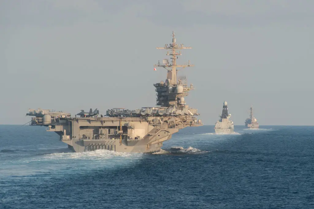 The USS Abraham Lincoln has been redirected to waters nearer Iran, it's powered by nuclear reactors so can go 25 years before it needs fuel (Zachary Pearson- U.S. Navy via Getty Images)