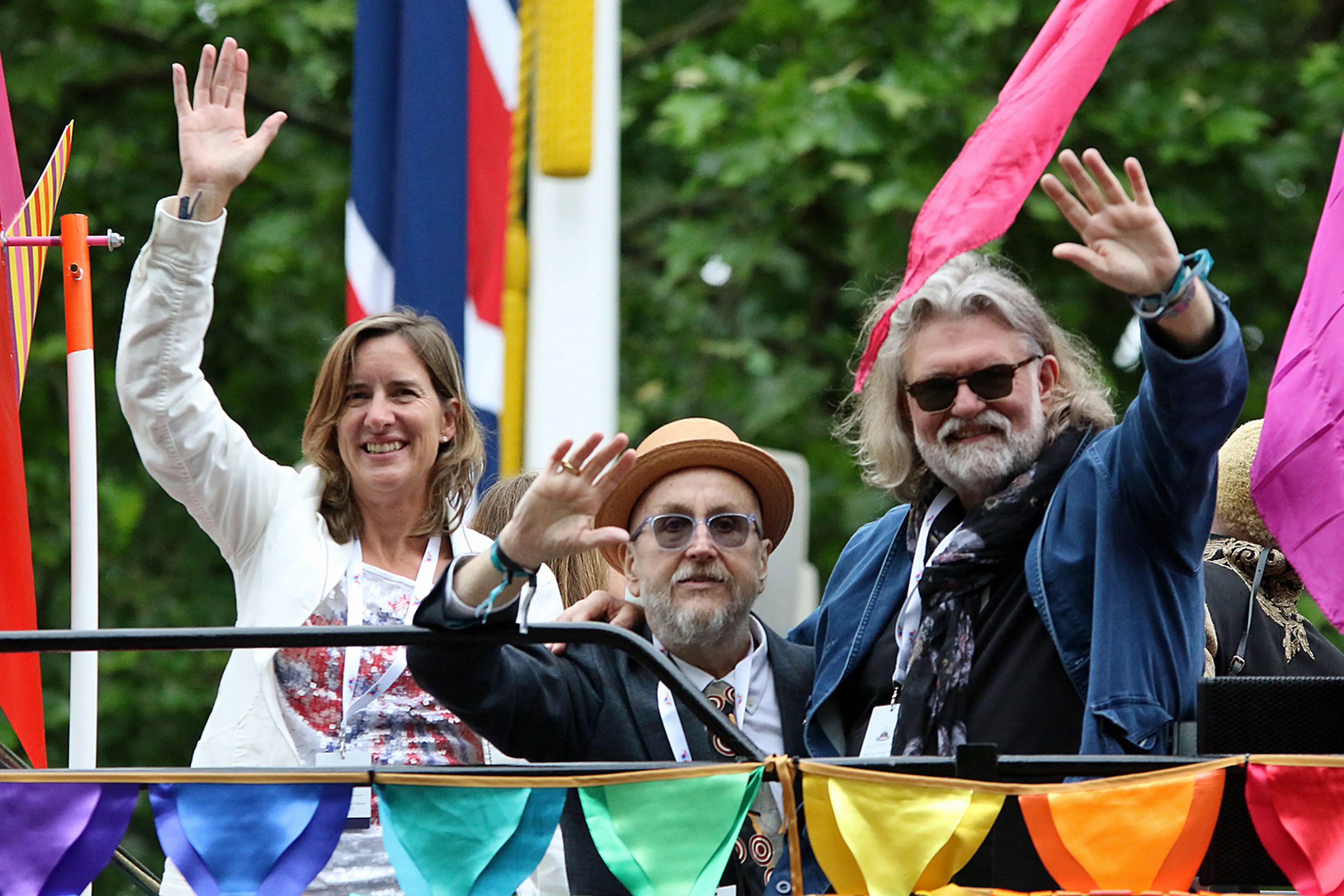 Si King and Dave Myers alongside Dame Katherine Jane Grainger at the 2022 platinum jubilee pageant.