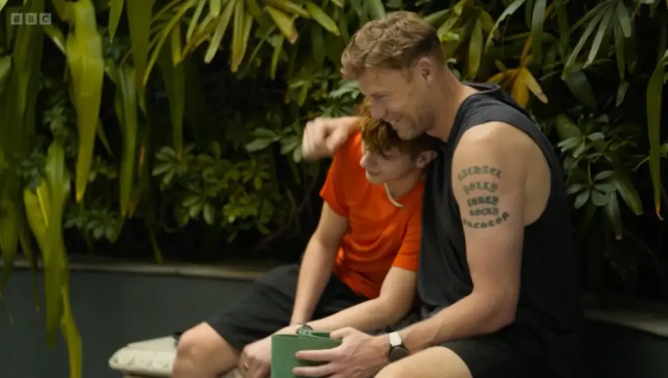 Freddie Flintoff after giving advice to a young member of his cricket team. (BBC)