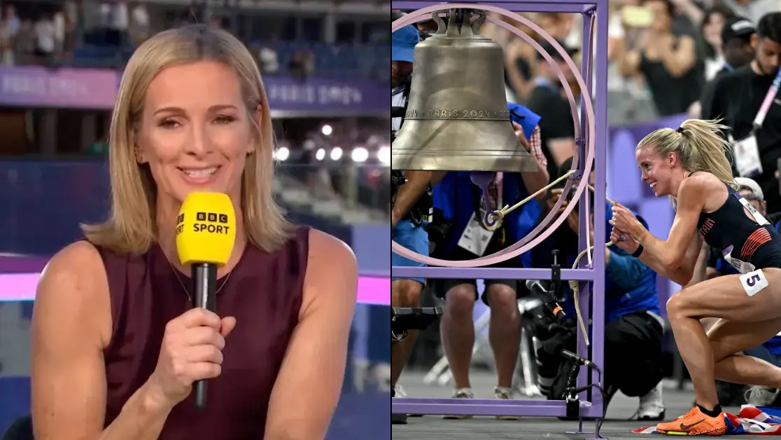 Gabby Logan shares Olympic bell conspiracy theory and promises to 'investigate'