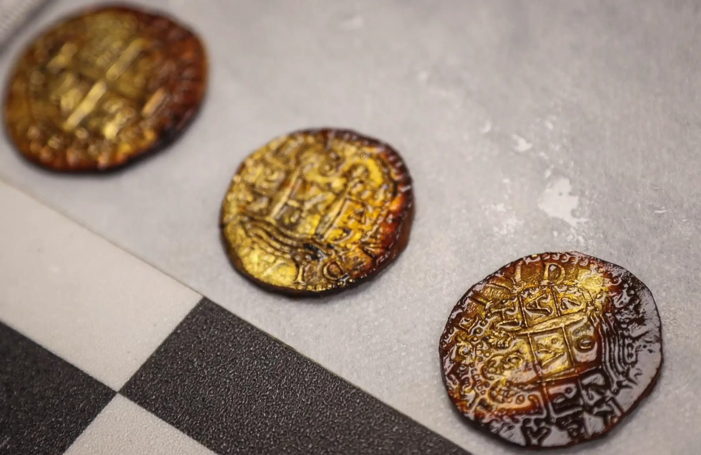 The coins were brought to the surface (Ministerio de Cultura de Colombia)