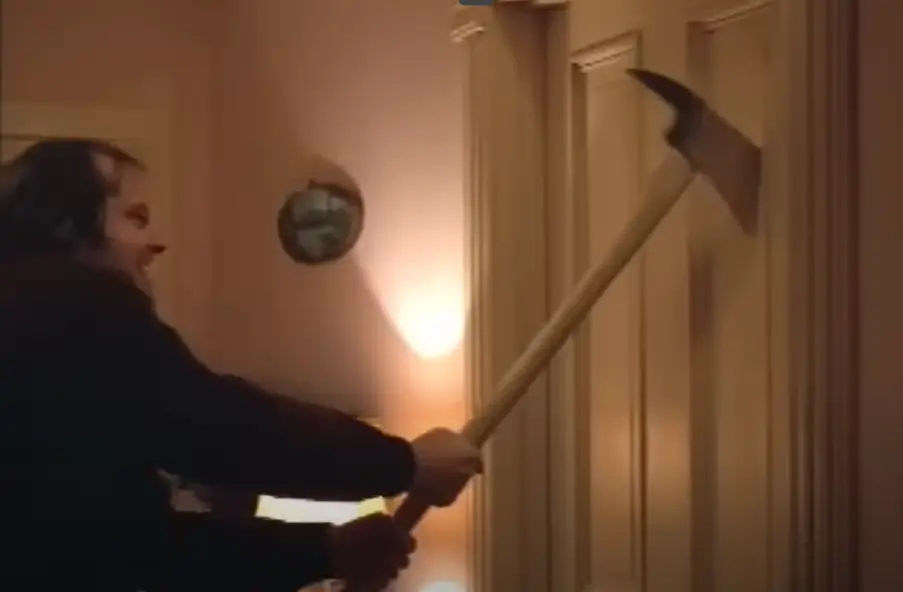 Nicholson had to break down the door with an axe in the scene (Warner Bros)