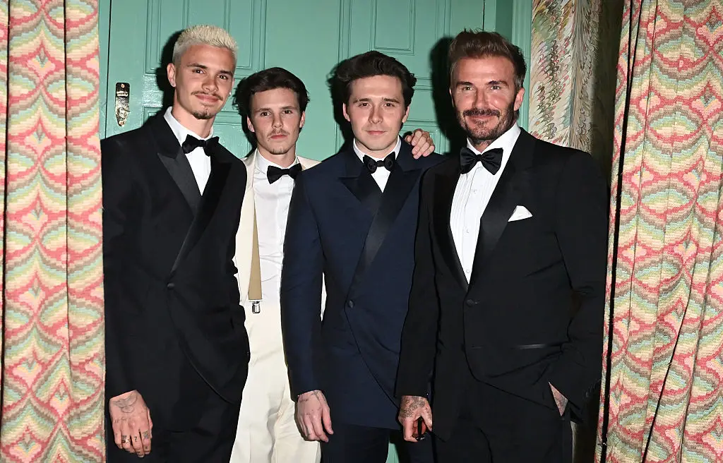 Brooklyn with his dad and brothers back in 2024 (Justin Goff Photos/Getty Images)