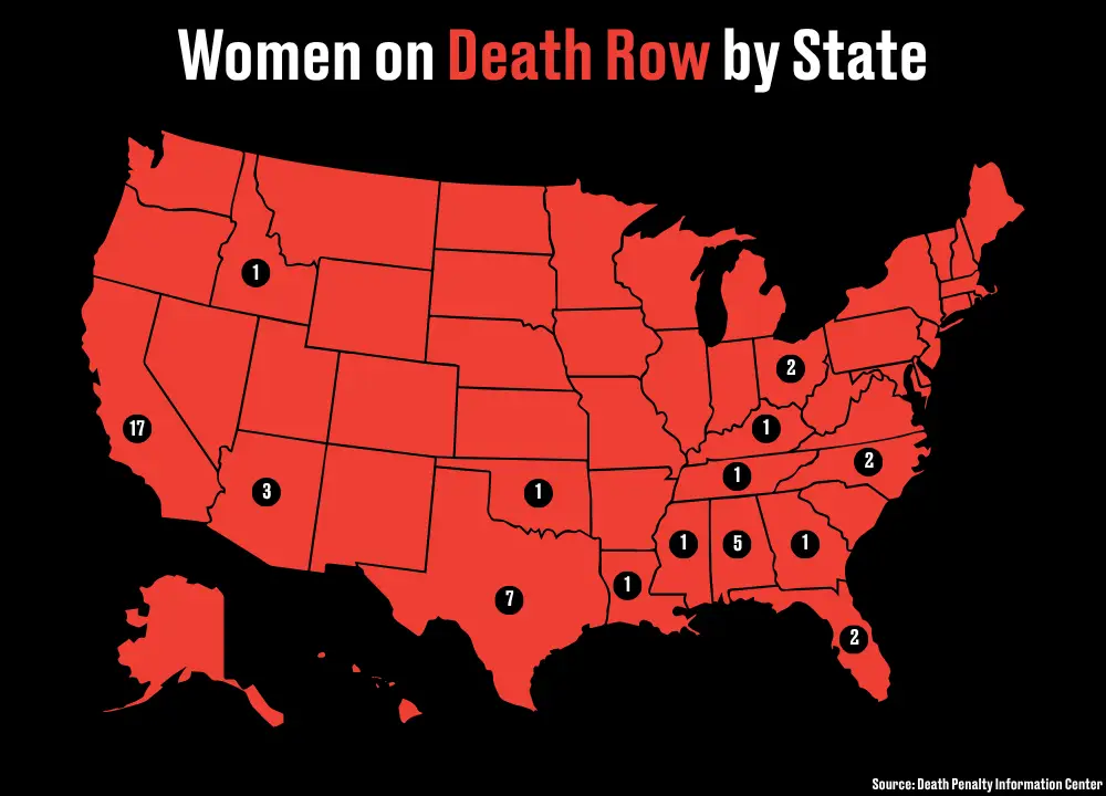Women on death row in each state (LADbible)