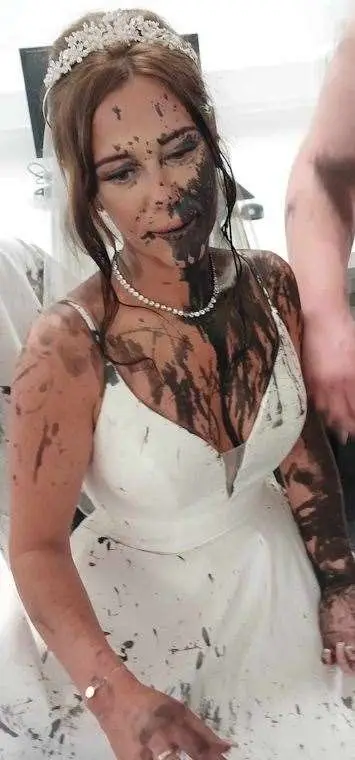 The bride was doused in black paint just moments before she was supposed to walk down the aisle (Cover Images)