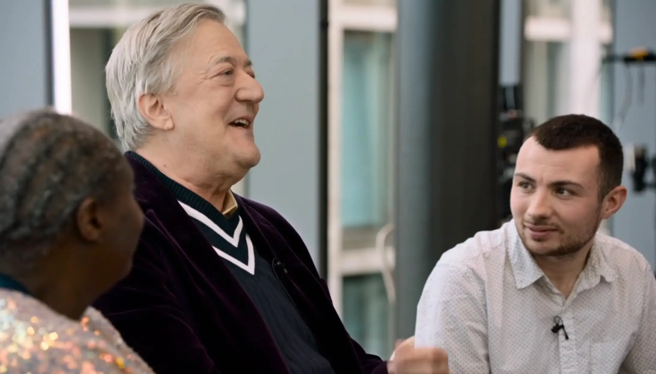 The Assembly interviewers didn't go easy on Fry - as one hilariously grilled him about his favourite sex position (ITV)