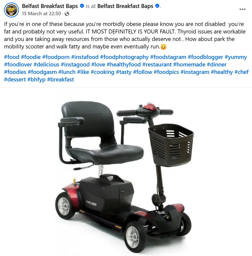 This is the post that sparked it (Facebook/Belfast Breakfast Baps)