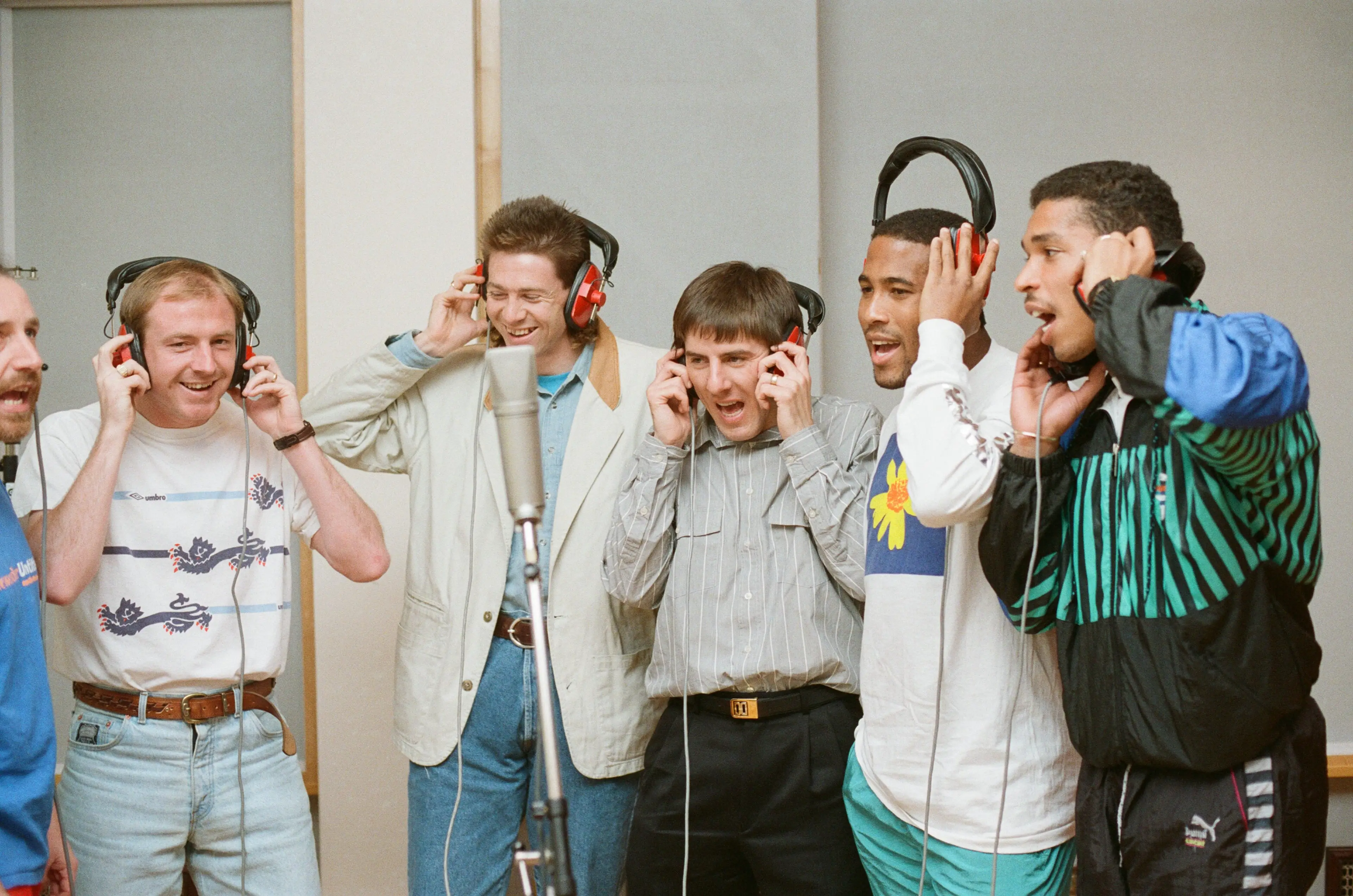 The squad took to the recording studio. (Chris Grieve/Mirrorpix/Getty Images)
