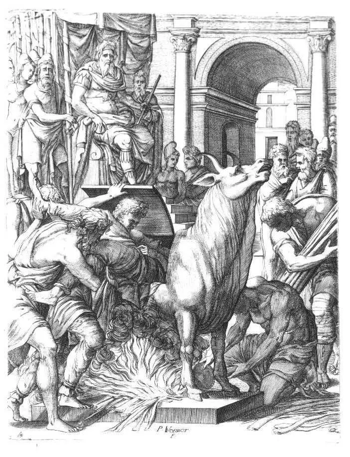 A depiction of the Brazen Bull (Wikimedia Commons)