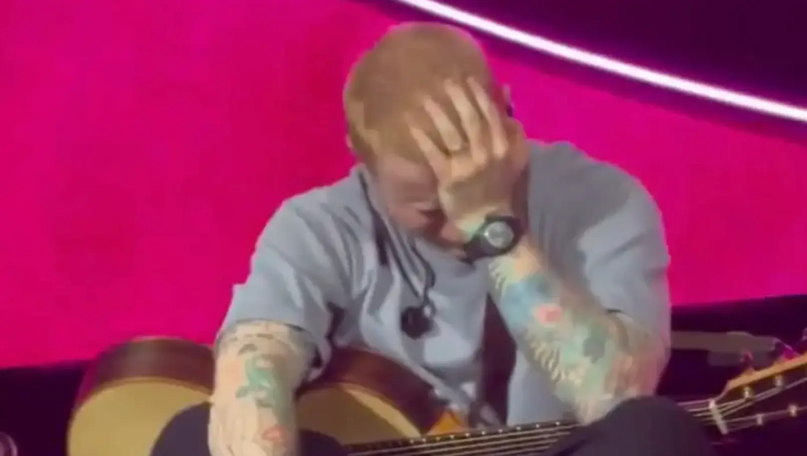 Ed Sheeran became emotional while addressing the controversy on stage (X)