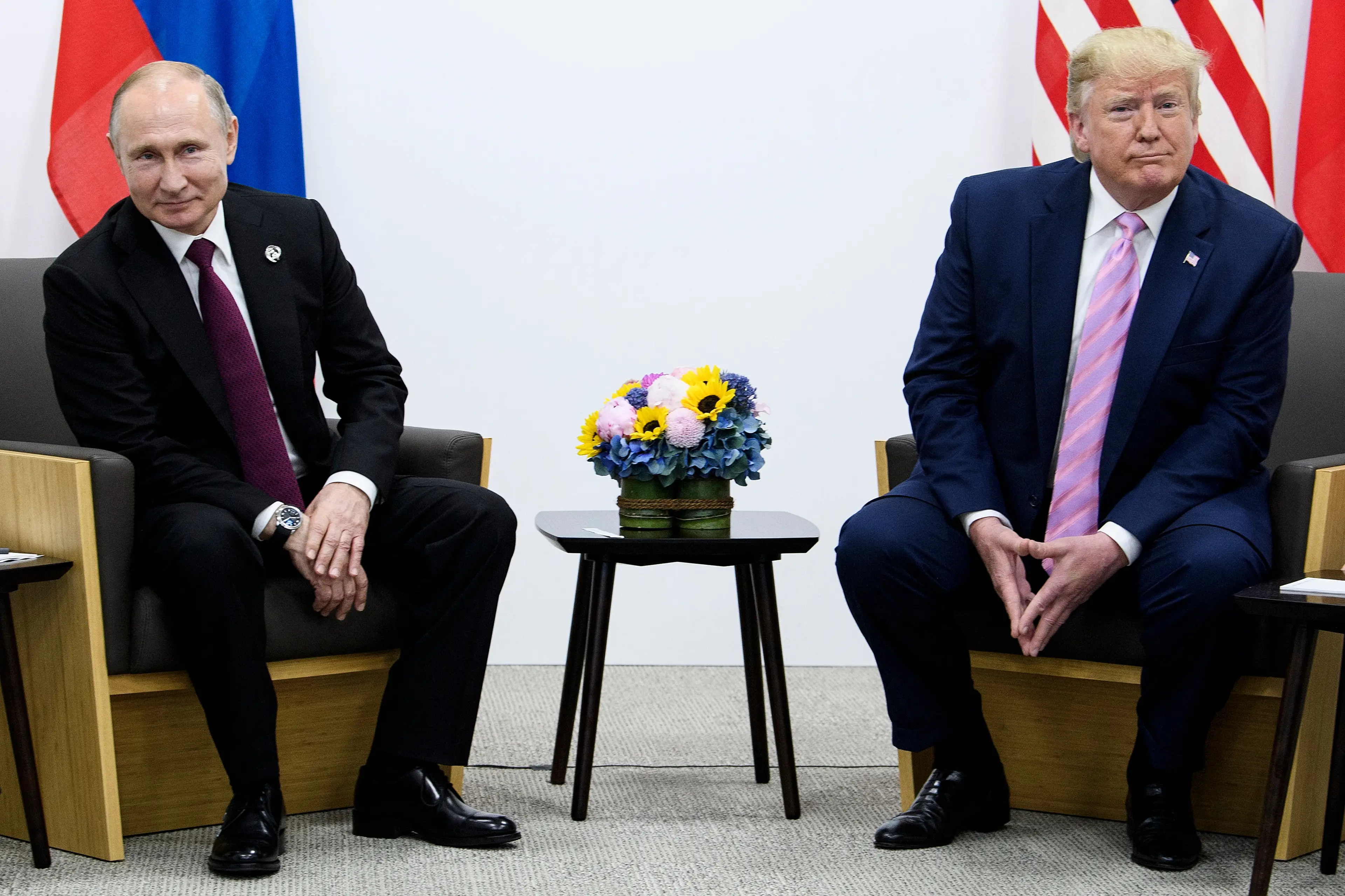 Russia has said the conversation where Trump told Putin he'd 'bomb the s**t out of Moscow' never happened (BRENDAN SMIALOWSKI/AFP via Getty Images)