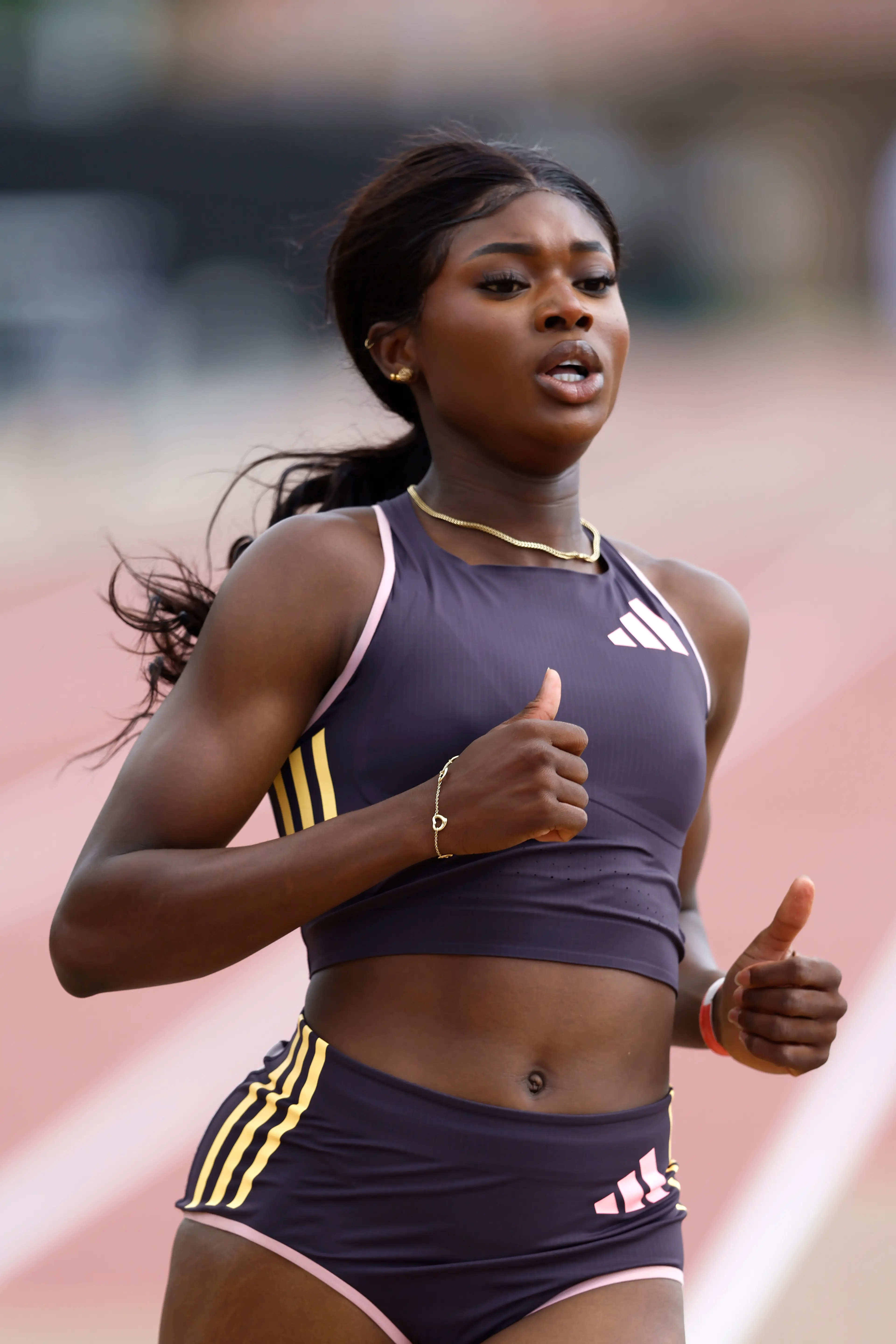 Favour Ofili says she qualified for the 100m at the Olympics, but can't run it because she wasn't entered into it. (Tyler Kaufman/Getty Images)
