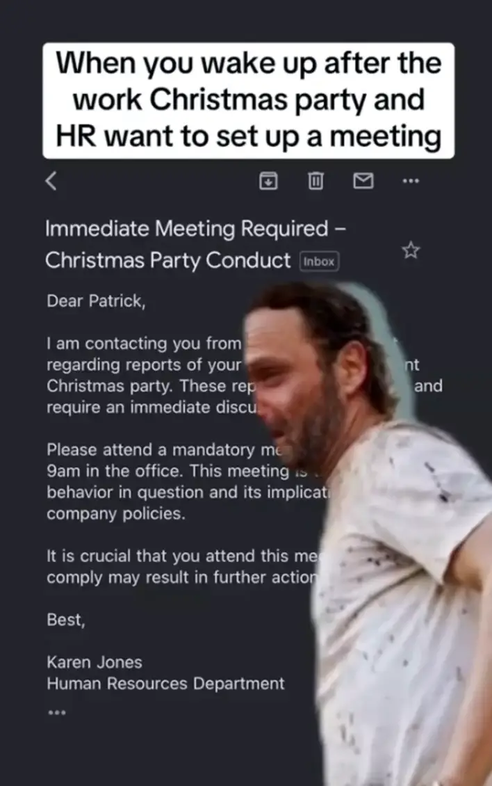 Paddy received a sternly worded email the morning after the festive bash (TikTok/@paddyjobsman)