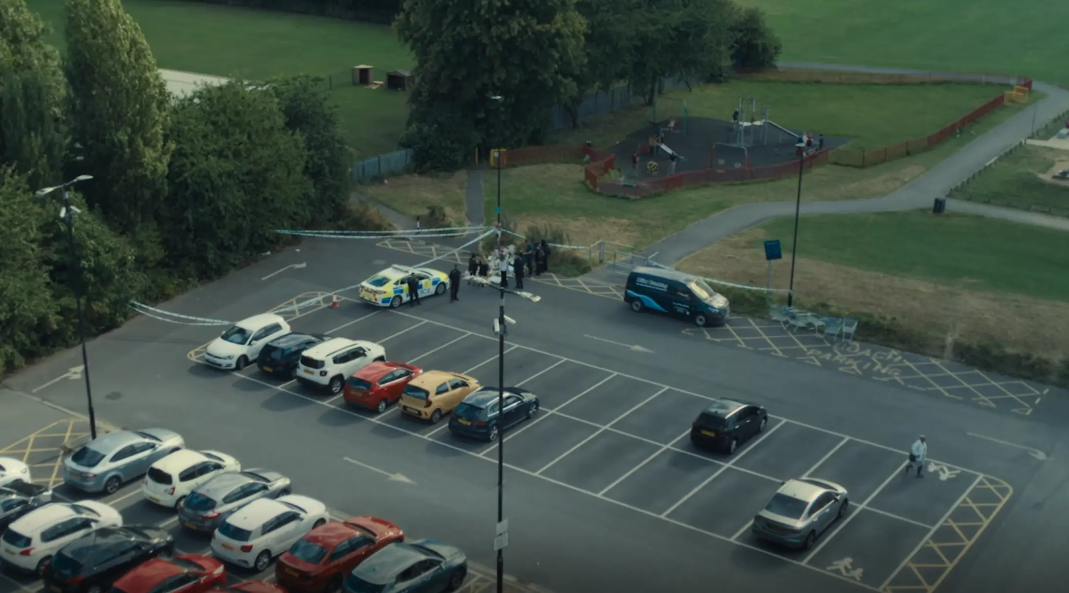 A drone was used in the scene, and a camera had to be attached to it while filming (Netflix)