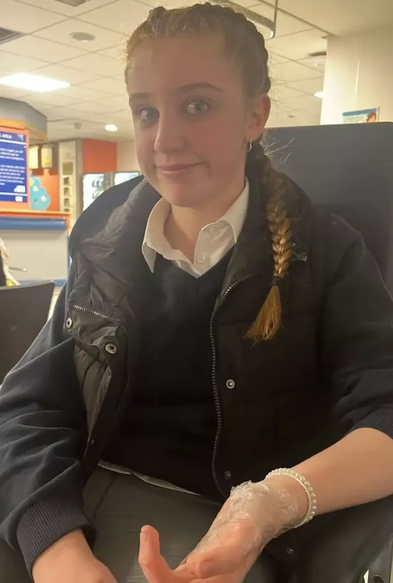 The 12-year-old suffered several burns across her body as the jug had a hole burnt through the bottom. (Kennedy News and Media)