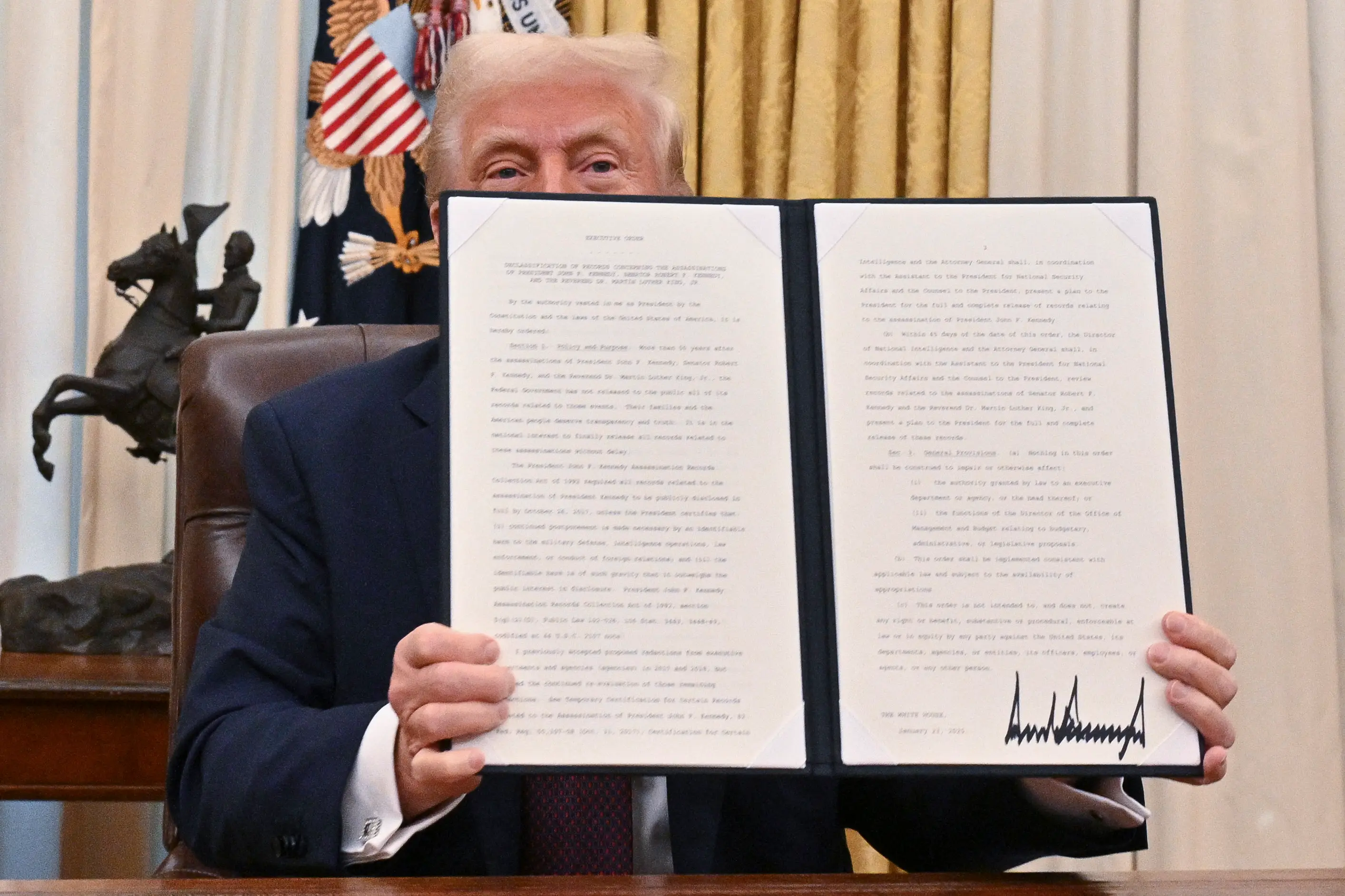 Trump signed an executive order in January to declassify the files, along with those on the assassinations of Robert F. Kennedy and Dr. Martin Luther King Jr. (ROBERTO SCHMIDT/AFP via Getty Images)
