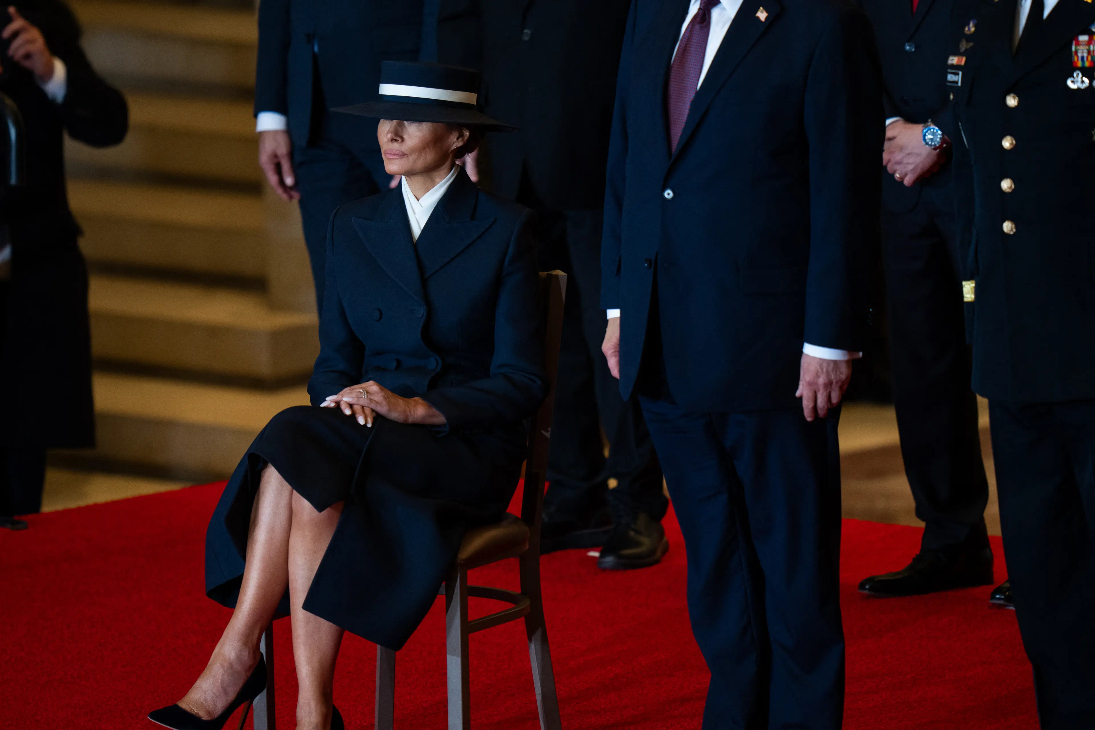 Melania's accessory choice was a hot topic online (ANGELINA KATSANIS/POOL/AFP via Getty Images)