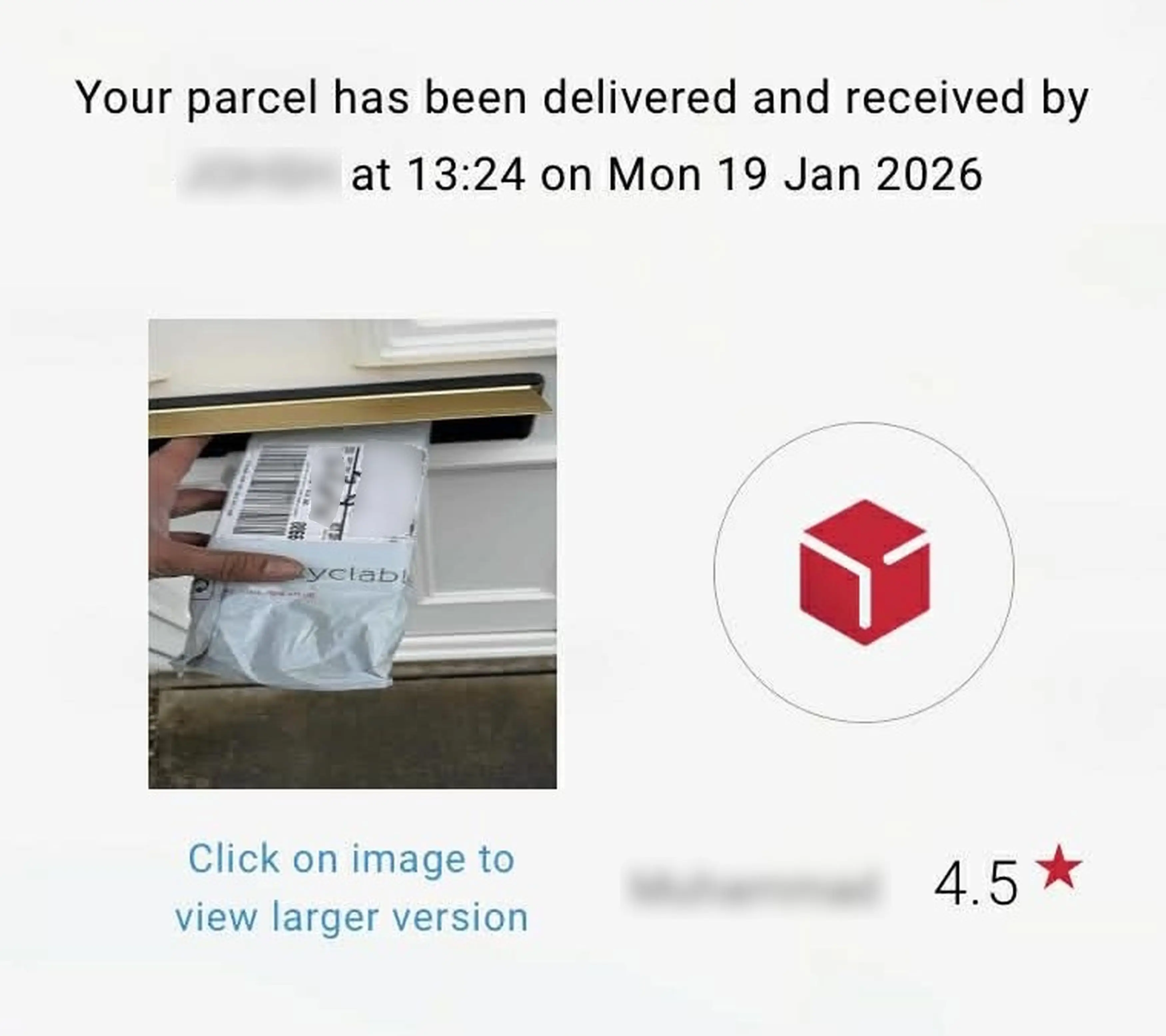 Samuel was sent this picture as claimed proof of delivery, though he pointed out the phone should have been signed for (Kennedy News and Media)