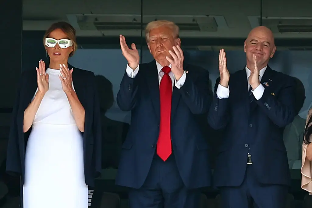 The President and his wife, First Lady Melania Trump, were present with FIFA president Gianni Infantino (Robbie Jay Barratt - AMA/Getty Images)