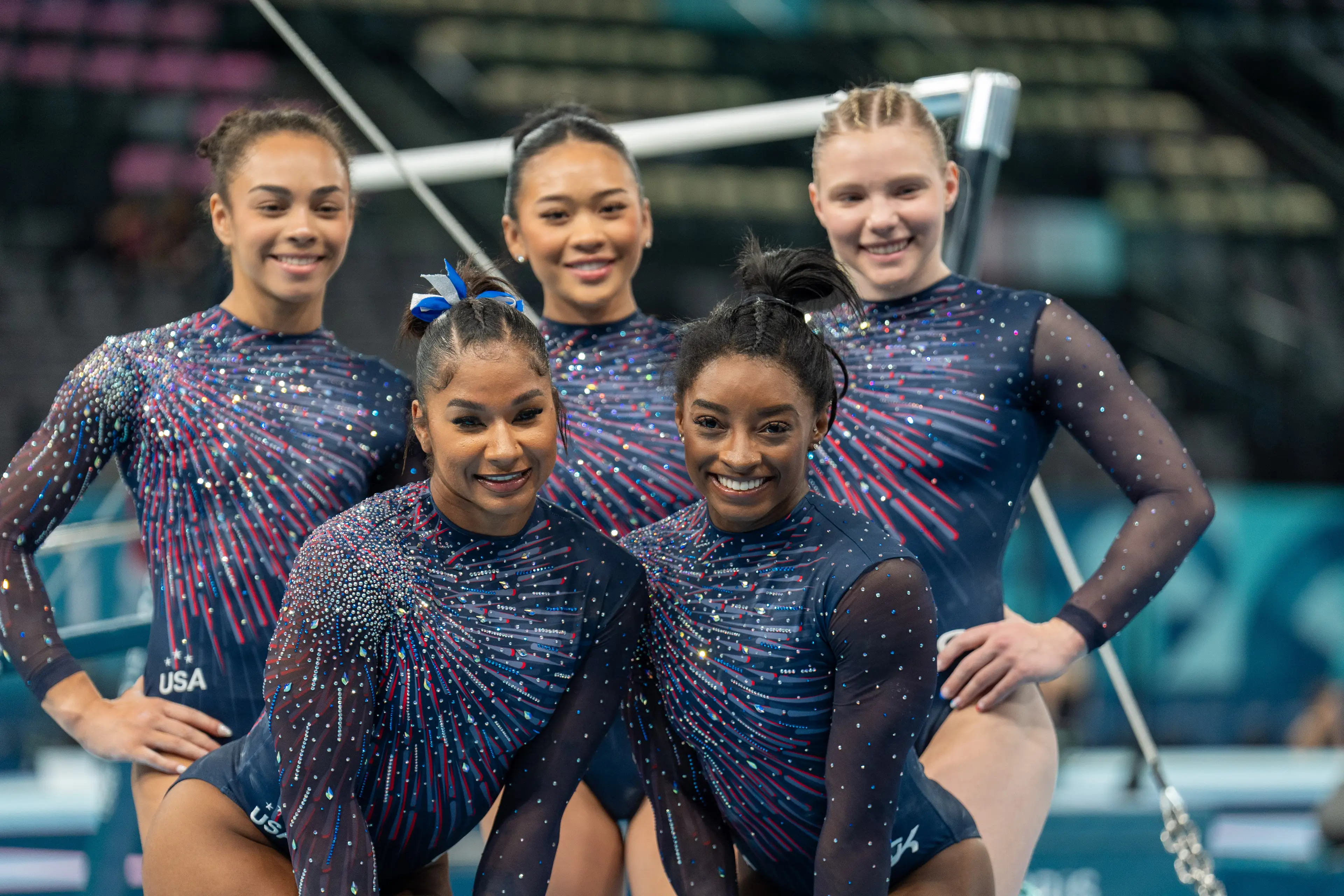 The US women's gymnastics team for the 2024 Games (Aytac Unal/Anadolu via Getty Images)