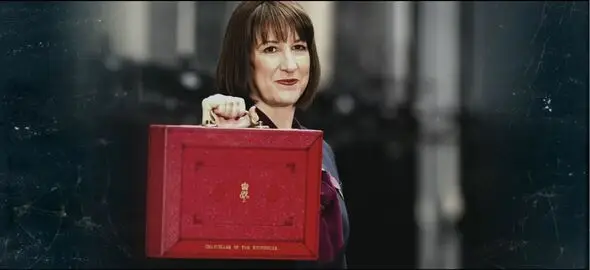 This shot of Rachel Reeves presenting the budget was placed in the finale of Clarkson's Farm for one single frame (Prime Video)