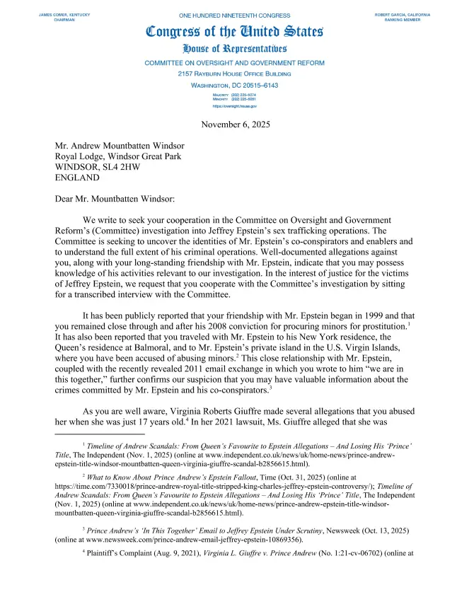 Keir Starmer said whether Andrew decides to go is 'a matter for him personally'. (US Congress)