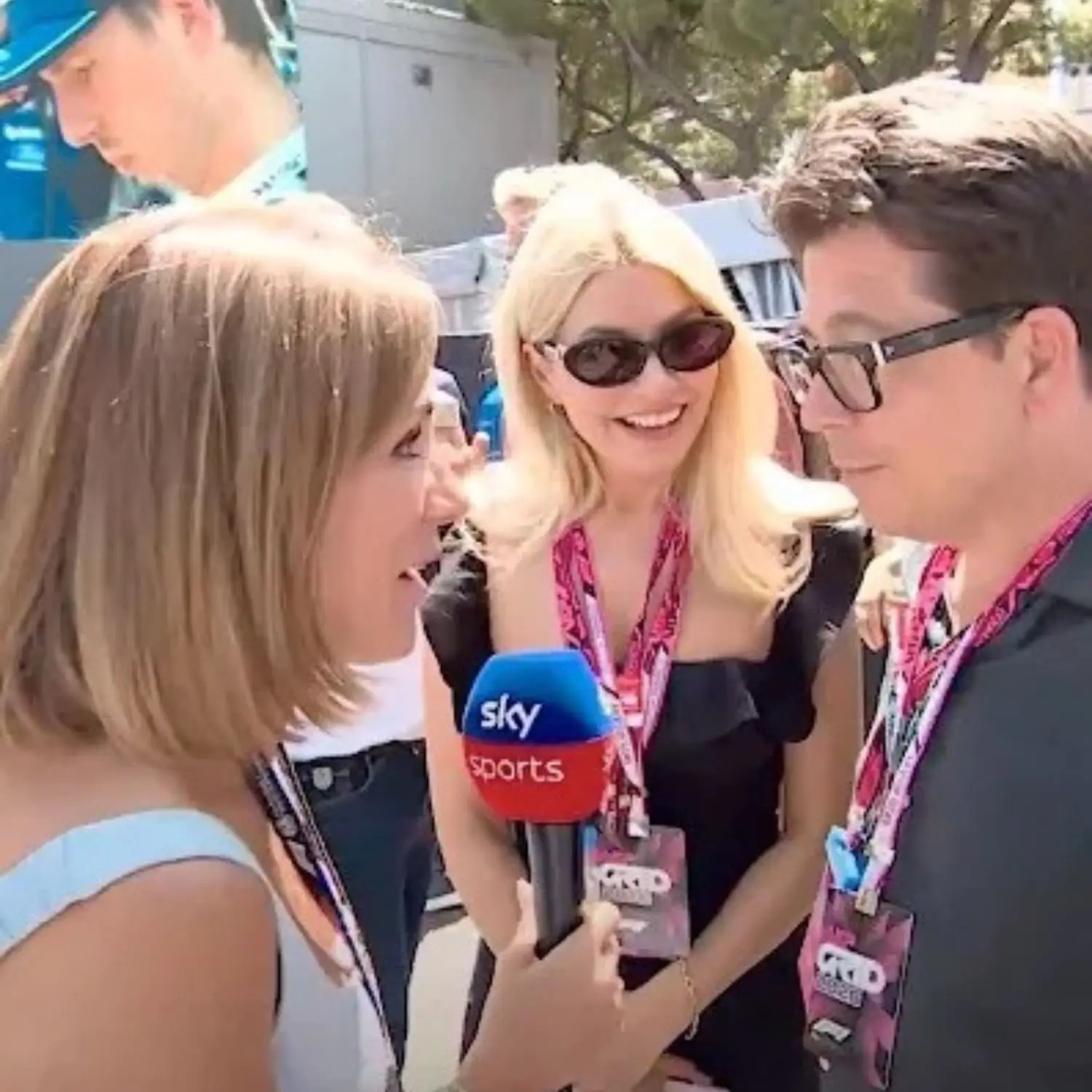 Holly Willoughby and Michael McIntyre's Sky Sports interview was interrupted when the Kardashian's arrived (Sky Sports)