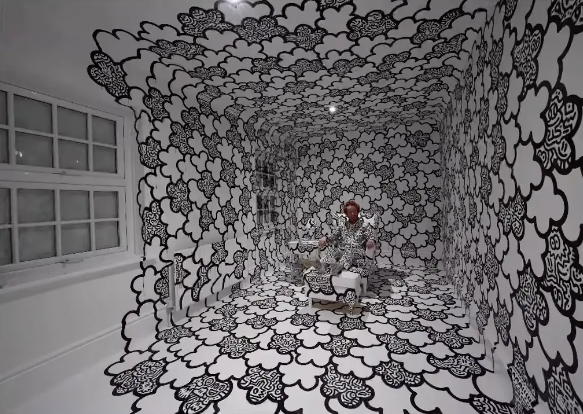 The 'thinking room' midway through the makeover.