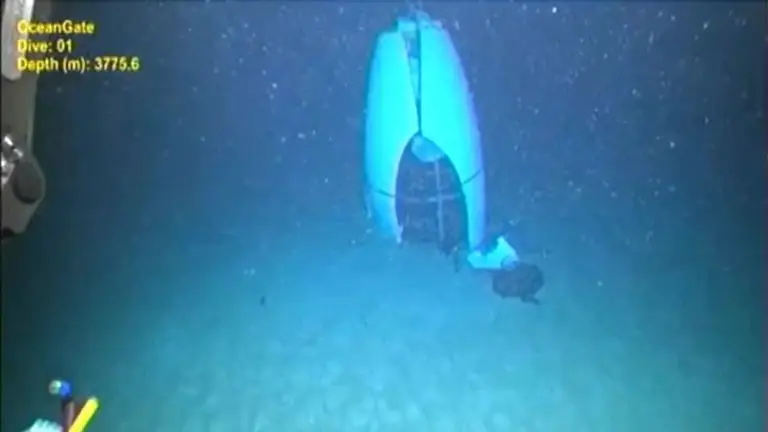 Remains of the Titan sub found on the sea bed nearby the Titanic (US Coast Guard)
