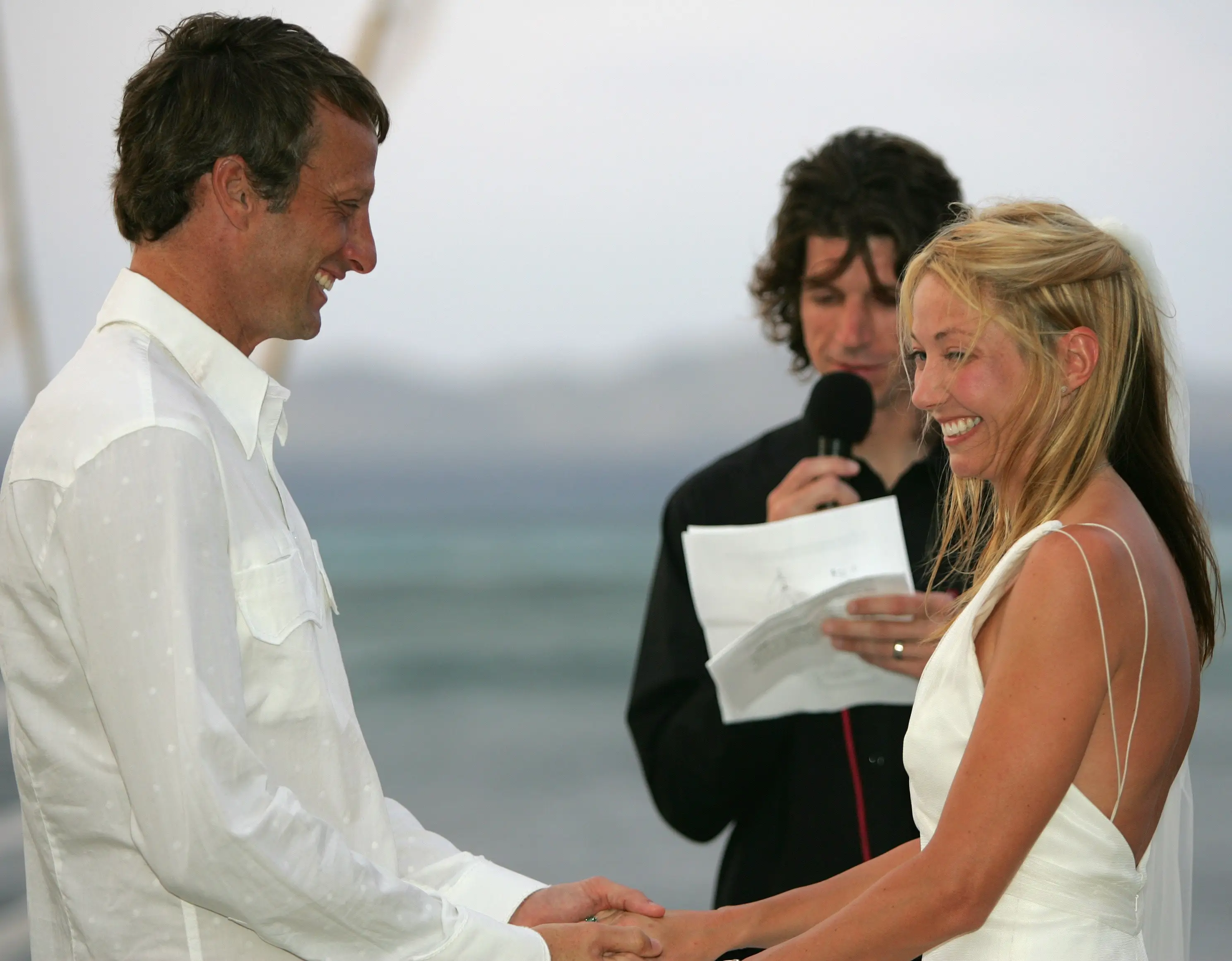 Hawk explained that his 2006 wedding to Lhotse Merriam took place in Fiji, not on Epstein's island (Mark Epstein/Getty Images)