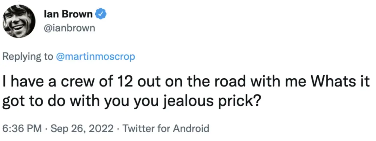 The Stone Roses rocker wasn’t best pleased with people’s response.