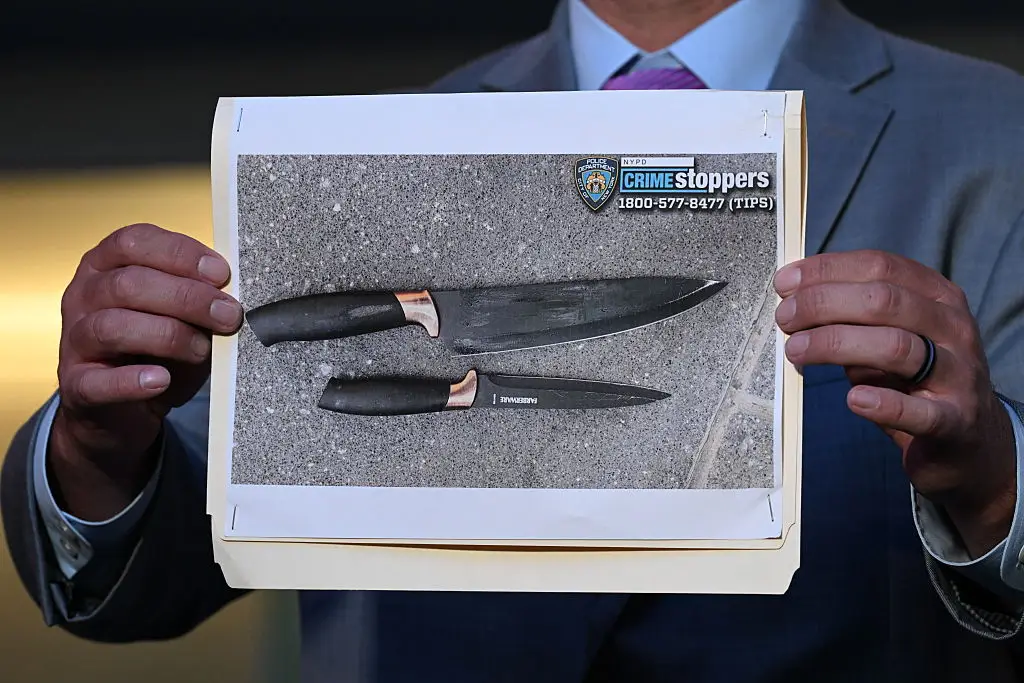 The knives that the attacker was carrying (Kyle Mazza/Anadolu via Getty Images)