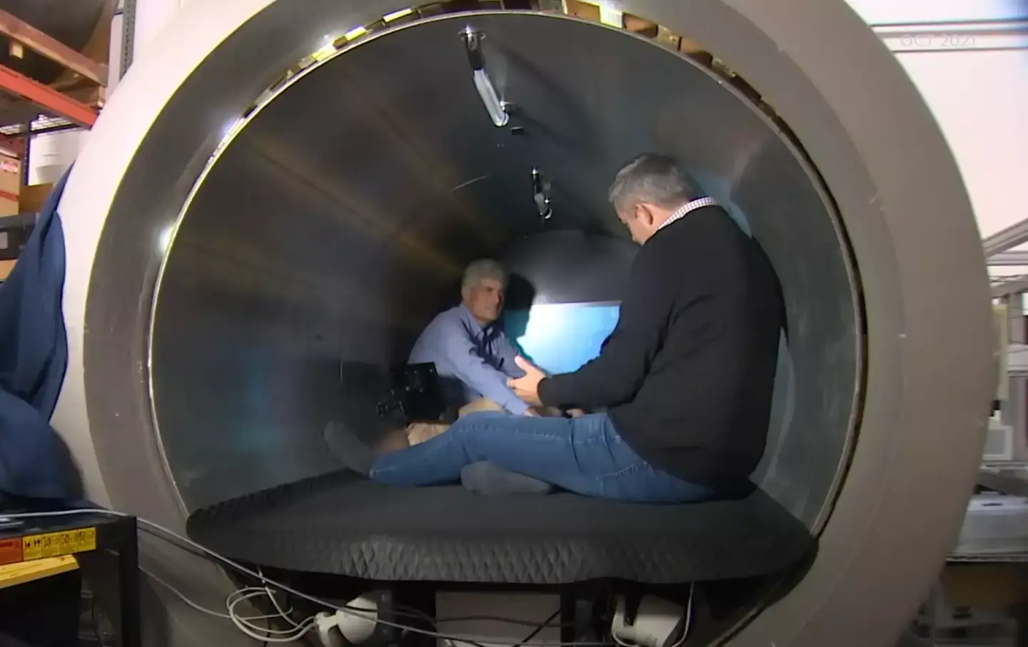 The five men were cramped inside the submersible in darkness (KING 5 Seattle/PA)