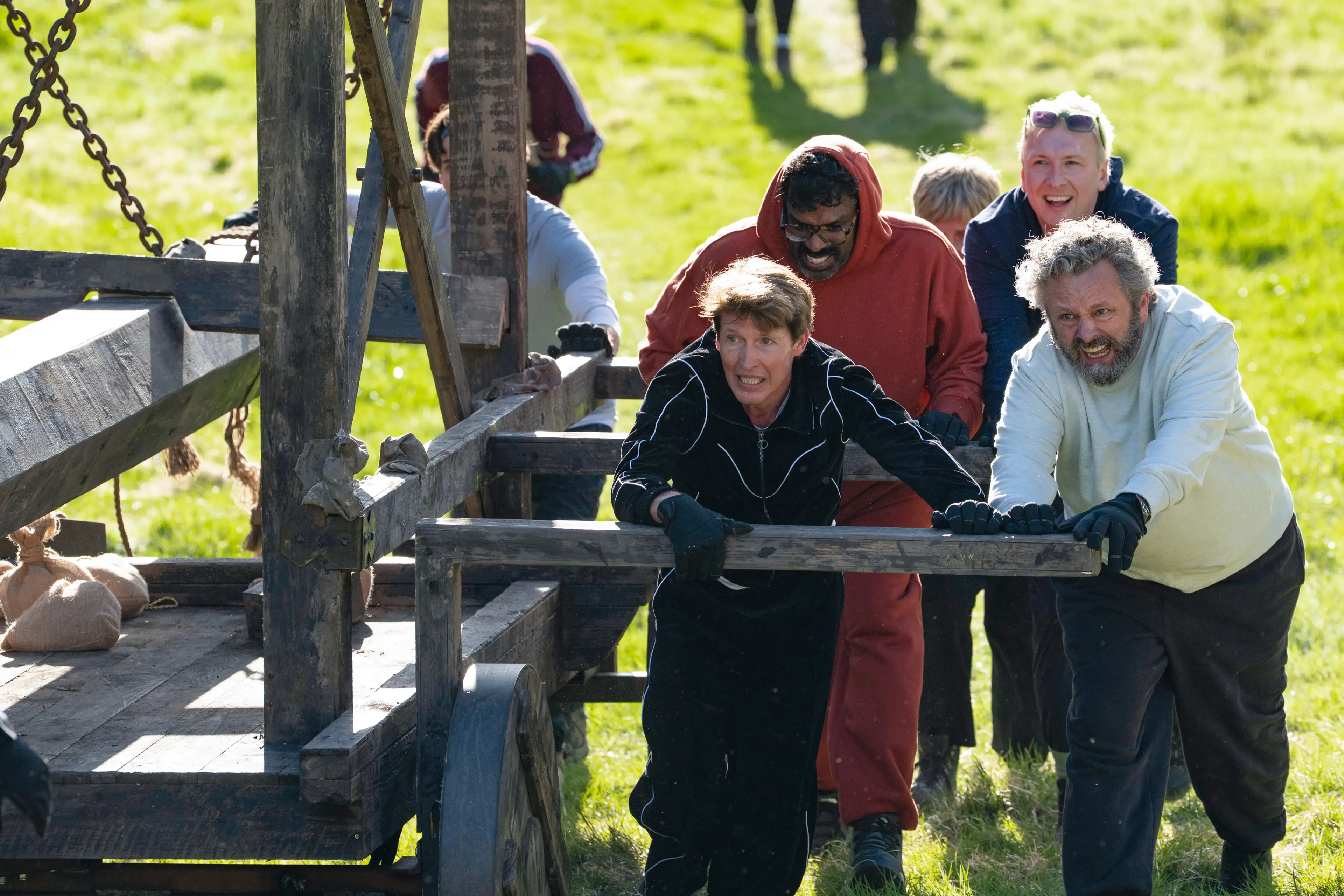 James Blunt during the battering ram task on The Celebrity Traitors.