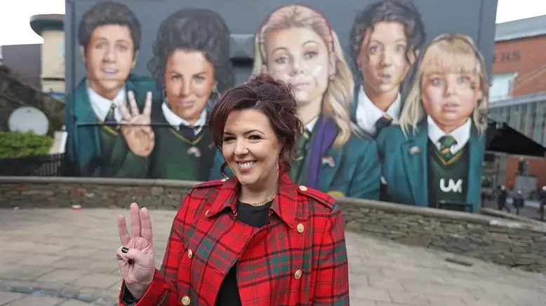 Lisa McGee at the Derry Girls Mural