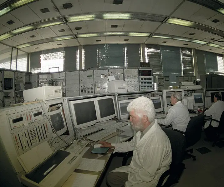 The control room of the particle accelerator (Wikimedia Commons)