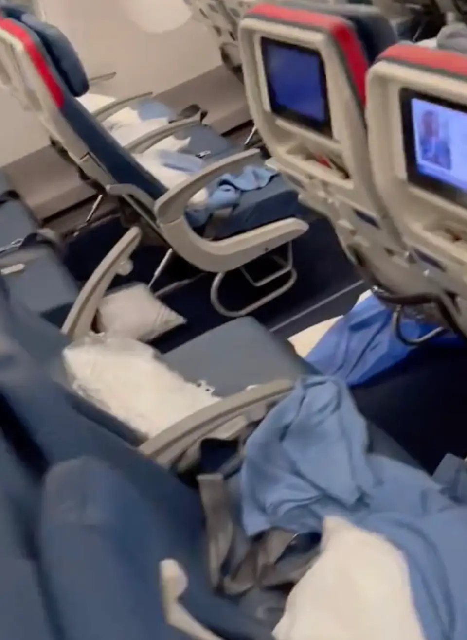 Crew immedtially tried to clear up the passenger's excrement.