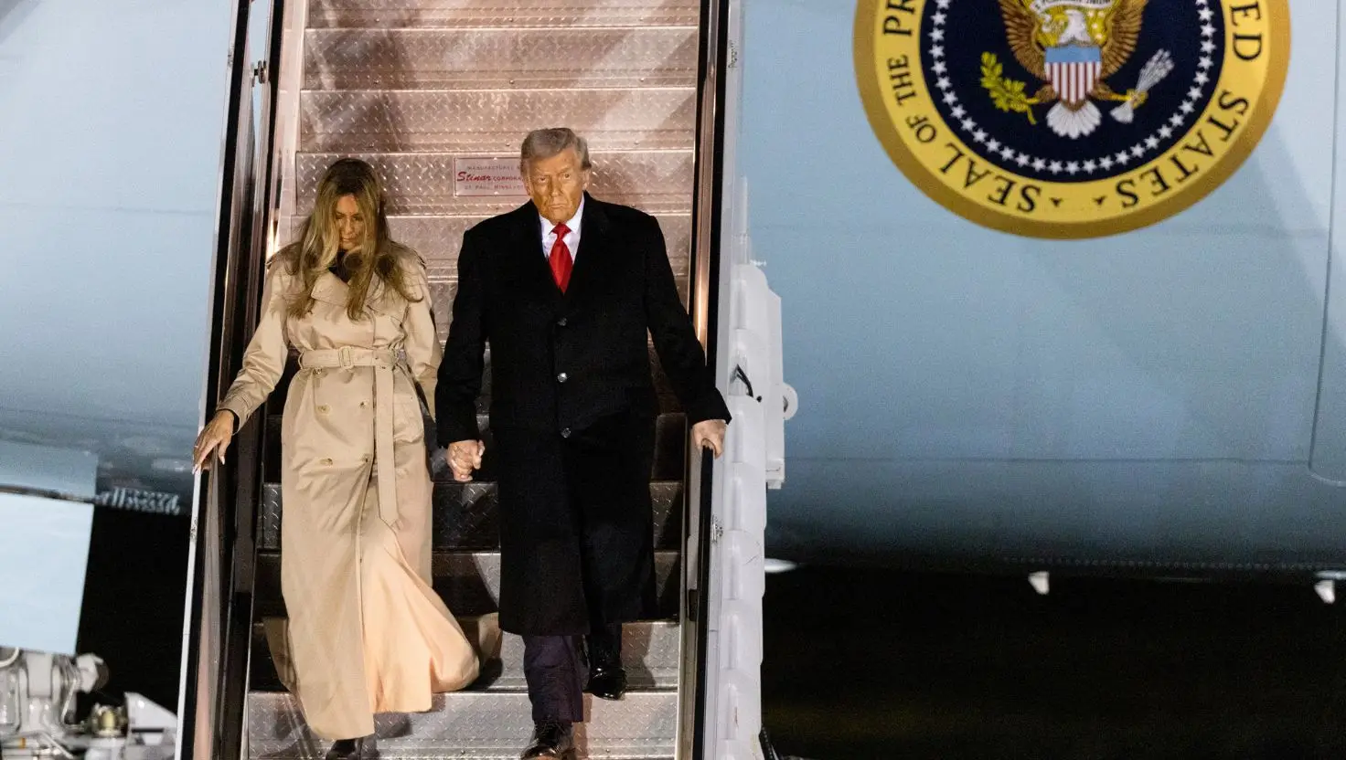 Conspiracy theorists claim Melania Trump is not the woman joining Trump on his second state visit (Chris Ratcliffe/Bloomberg via Getty Images)