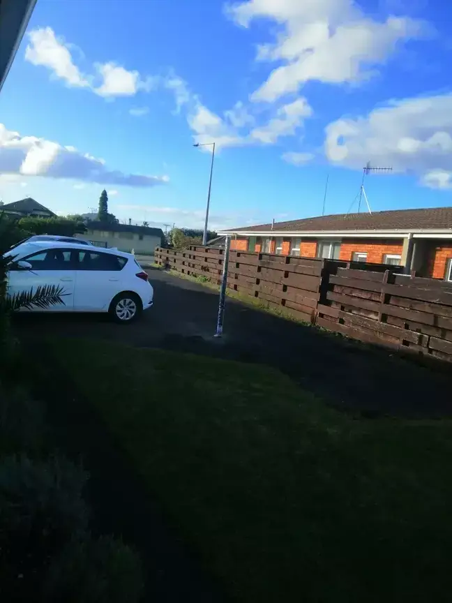 Sophie Hucker from Tauranga, North Island, returned home from her teaching job to see that a huge pole had been placed there.