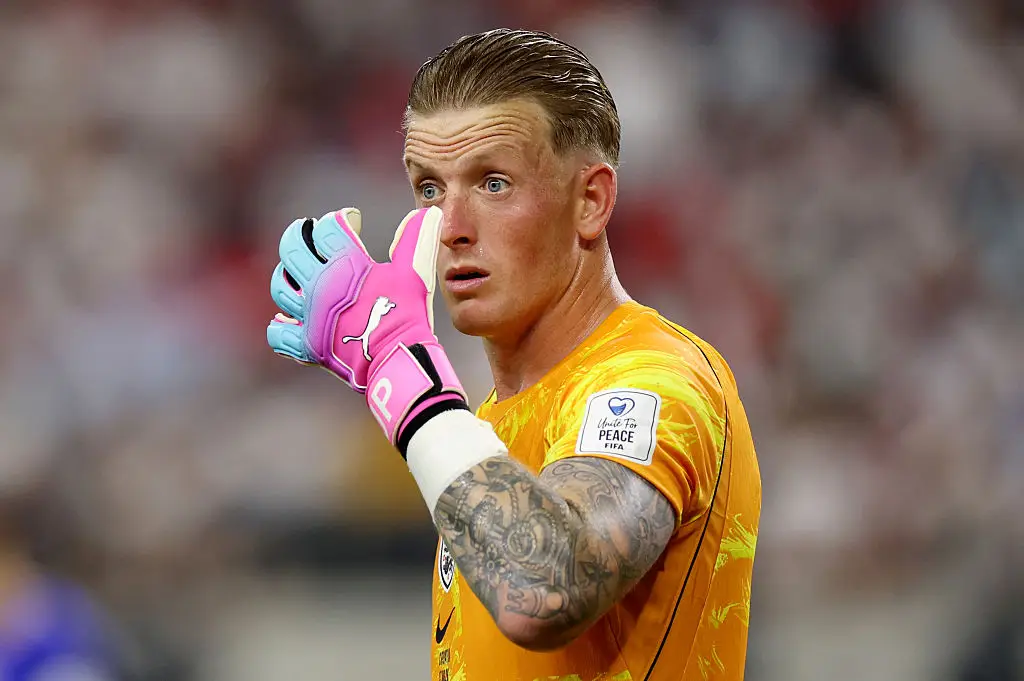 Jordan Pickford was getting an earful from his manager it seems (Francois Nel/Getty Images)