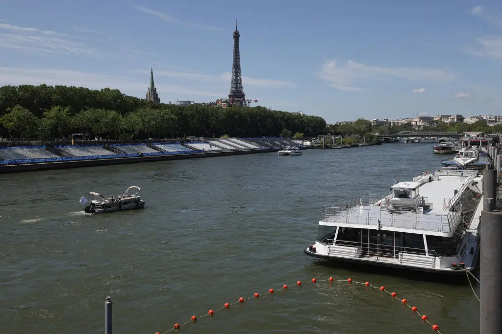 Concerns have been growing about whether or not athletes will be able to swim in the Seine. (VALENTINE CHAPUIS/AFP via Getty Images)